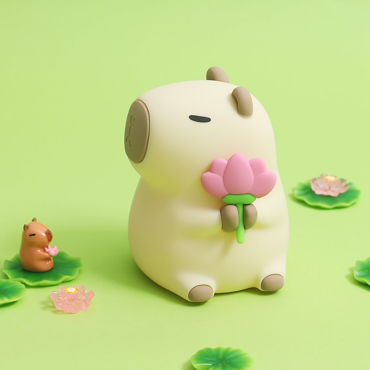Huggwaii Flower Capybara Squishy Silicone Night Light - Perfect Gift for Kids and Girls