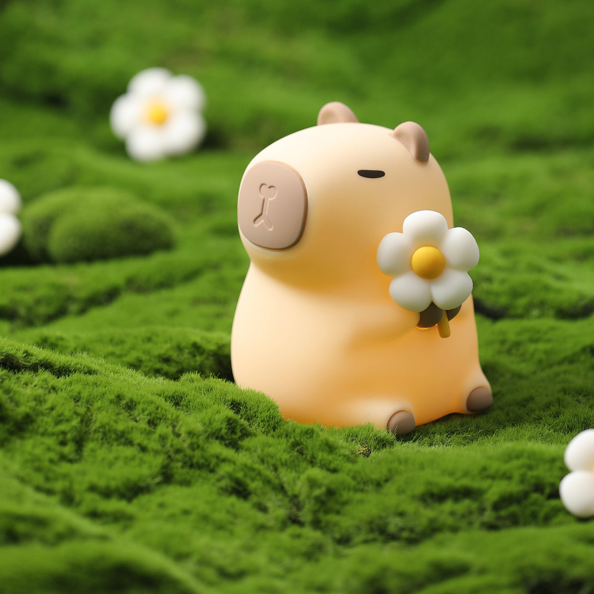 Huggwaii Flower Capybara Squishy Silicone Night Light - Perfect Gift for Kids and Girls