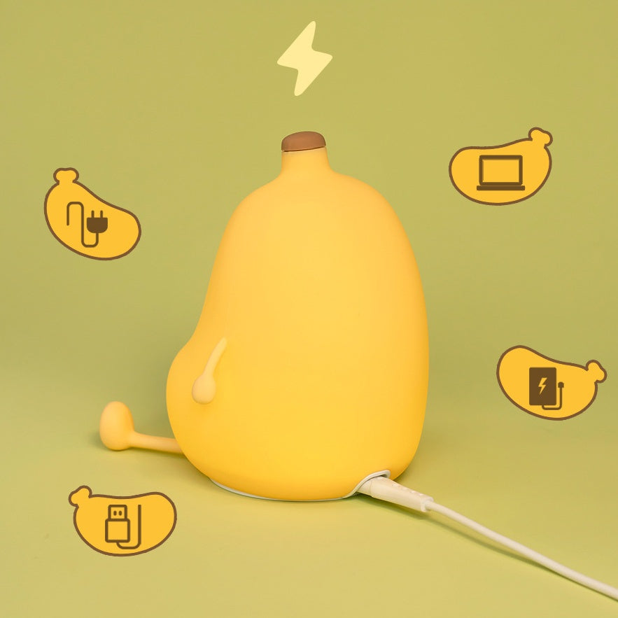 Huggwaii Squishy Silicone Banana LED Night Light - Perfect Gift for Kids and Girls