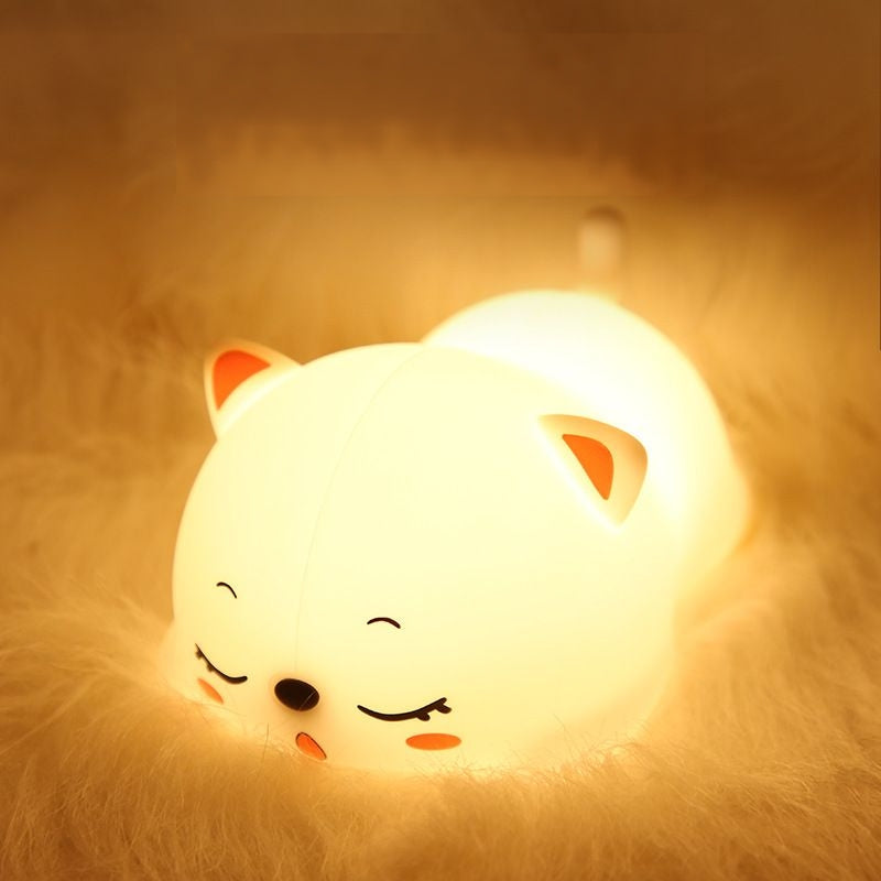 Huggwaii Squishy Silicone Purring Cat LED Night Light - Perfect Gift for Kids and Girls