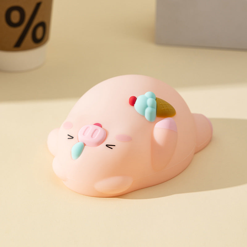 Squishy Silicone Lying Piggy LED Night Light - Perfect Gift for Kids and Girls