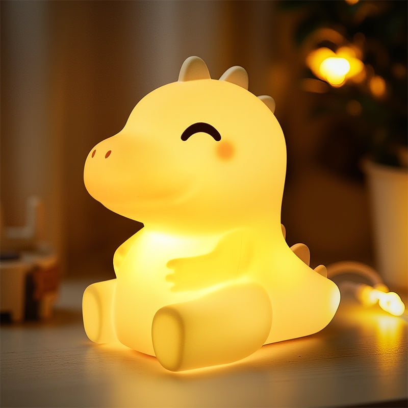 White Noise Squishy Silicone Dinosaur LED Night Light - Perfect Gift for Kids and Girls