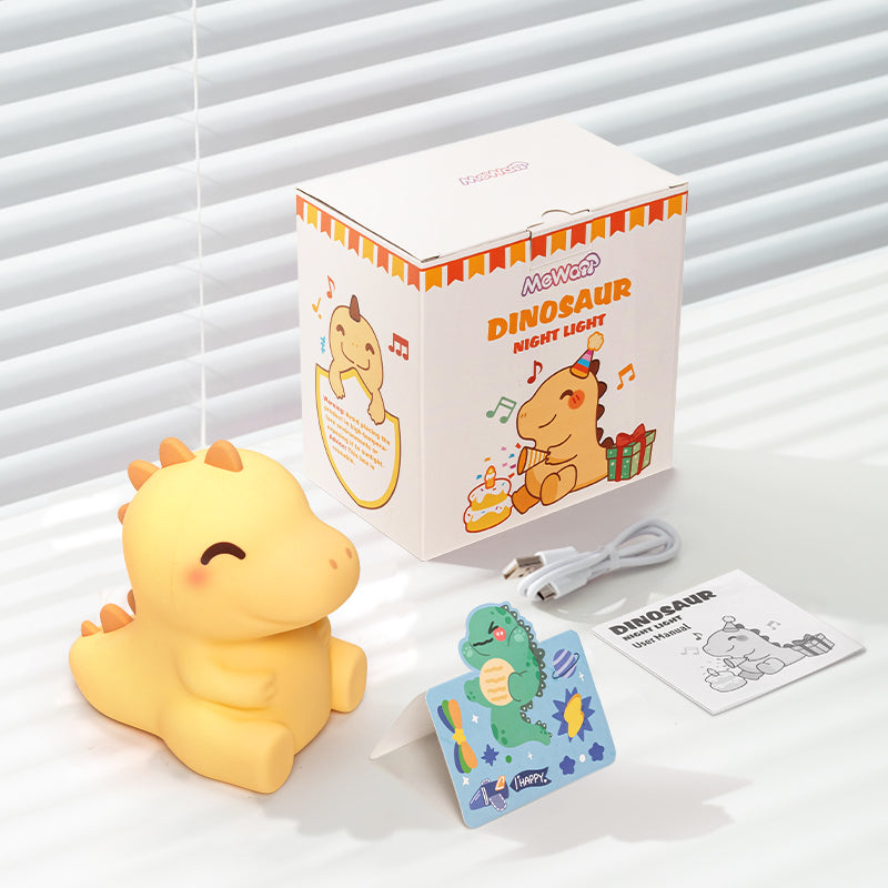 White Noise Squishy Silicone Dinosaur LED Night Light - Perfect Gift for Kids and Girls