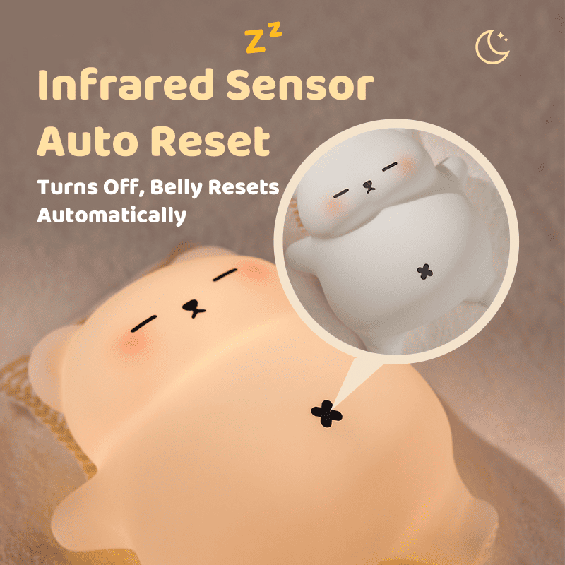 Huggwaii Breathing Bear Snuggly  Squishy Silicone Sleeping Companion Sound LED Night Light Perfect Gift