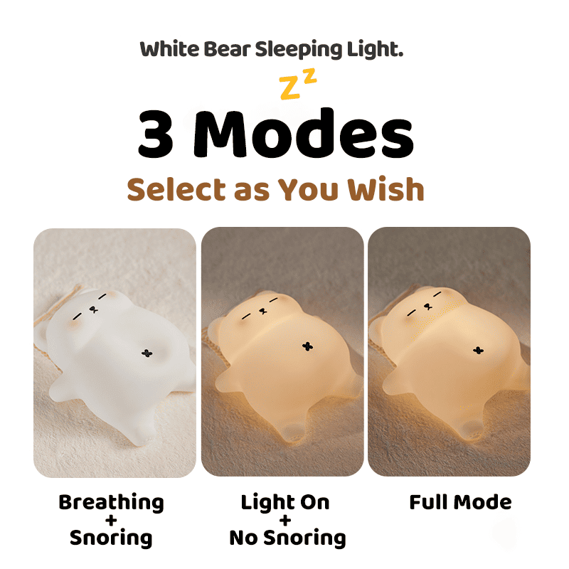 Huggwaii Breathing Bear Snuggly  Squishy Silicone Sleeping Companion Sound LED Night Light Perfect Gift