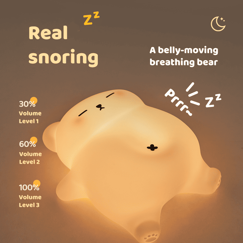 Huggwaii Breathing Bear Snuggly  Squishy Silicone Sleeping Companion Sound LED Night Light Perfect Gift
