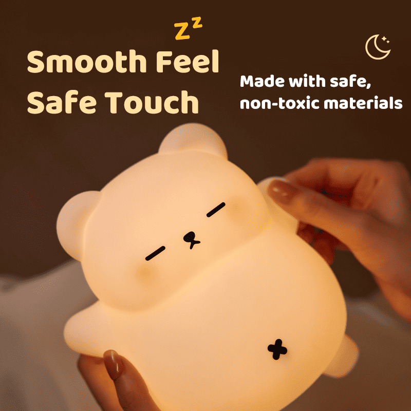 Huggwaii Breathing Bear Snuggly  Squishy Silicone Sleeping Companion Sound LED Night Light Perfect Gift