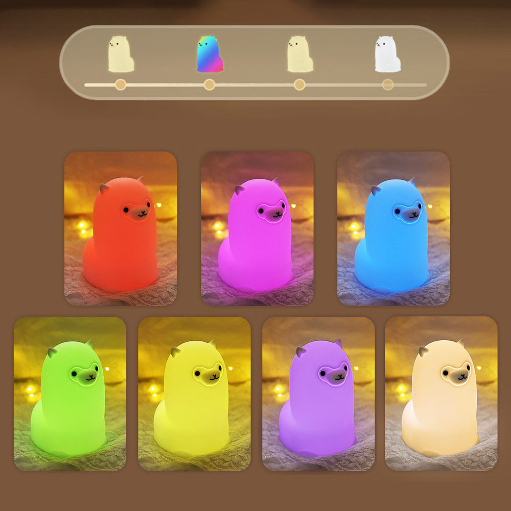 Huggwaii Squishy Silicone Alpaca LED Night Light - Perfect Gift for Kids and Girls