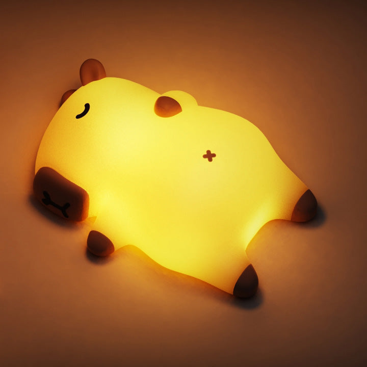 Huggwaii Sleeping Capybara Breathing Squishy Silicone Companion Sound LED Night Light Perfect Gift