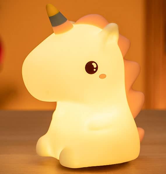 Huggwaii Squishy Silicone Unicorn LED Night Light - Perfect Gift for Kids and Girls