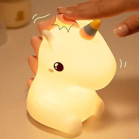 Huggwaii Squishy Silicone Unicorn LED Night Light - Perfect Gift for Kids and Girls