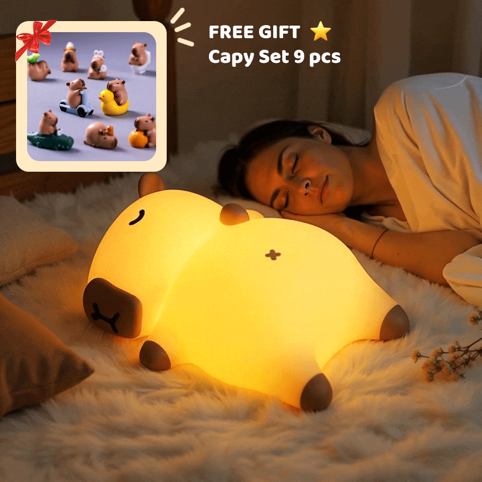 Huggwaii Sleeping Capybara Breathing Squishy Silicone Companion Sound LED Night Light Perfect Gift