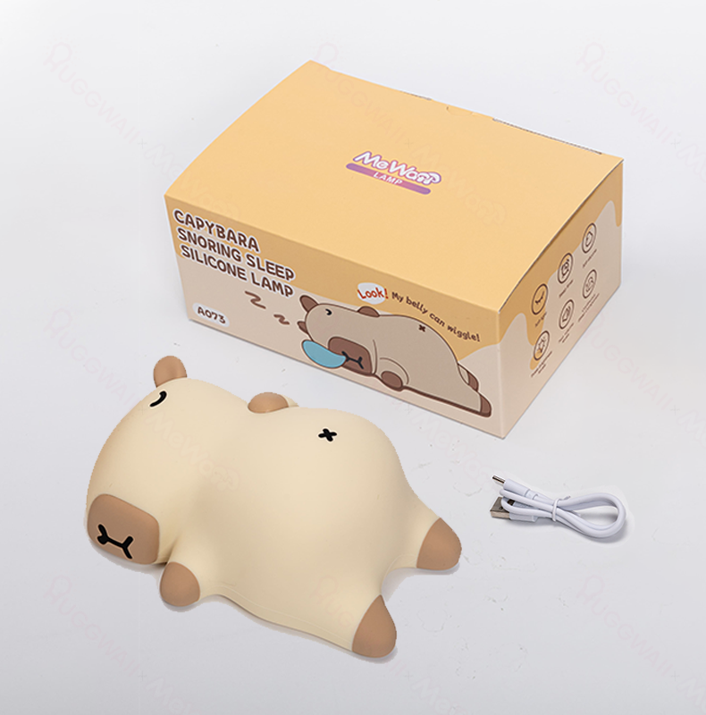 Huggwaii Sleeping Capybara Breathing Squishy Silicone Companion Sound LED Night Light Perfect Gift