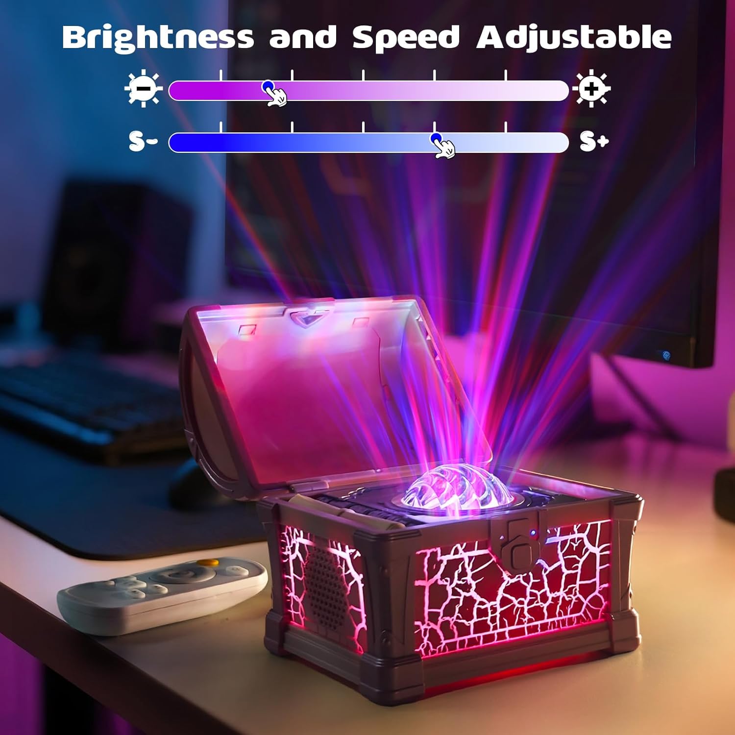 Retro Treasure Box Projection Light Bluetooth Speaker Mini Soundbox Bedroom Atmosphere Night Light Gift