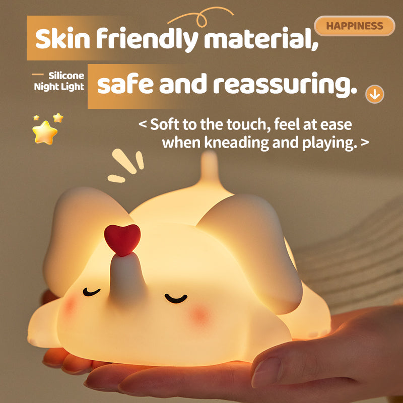 Huggwaii Squishy Silicone Love Elephant LED Night Light - Perfect Gift for Kids and Girls
