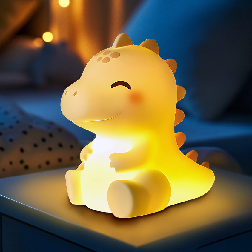 White Noise Squishy Silicone Dinosaur LED Night Light - Perfect Gift for Kids and Girls