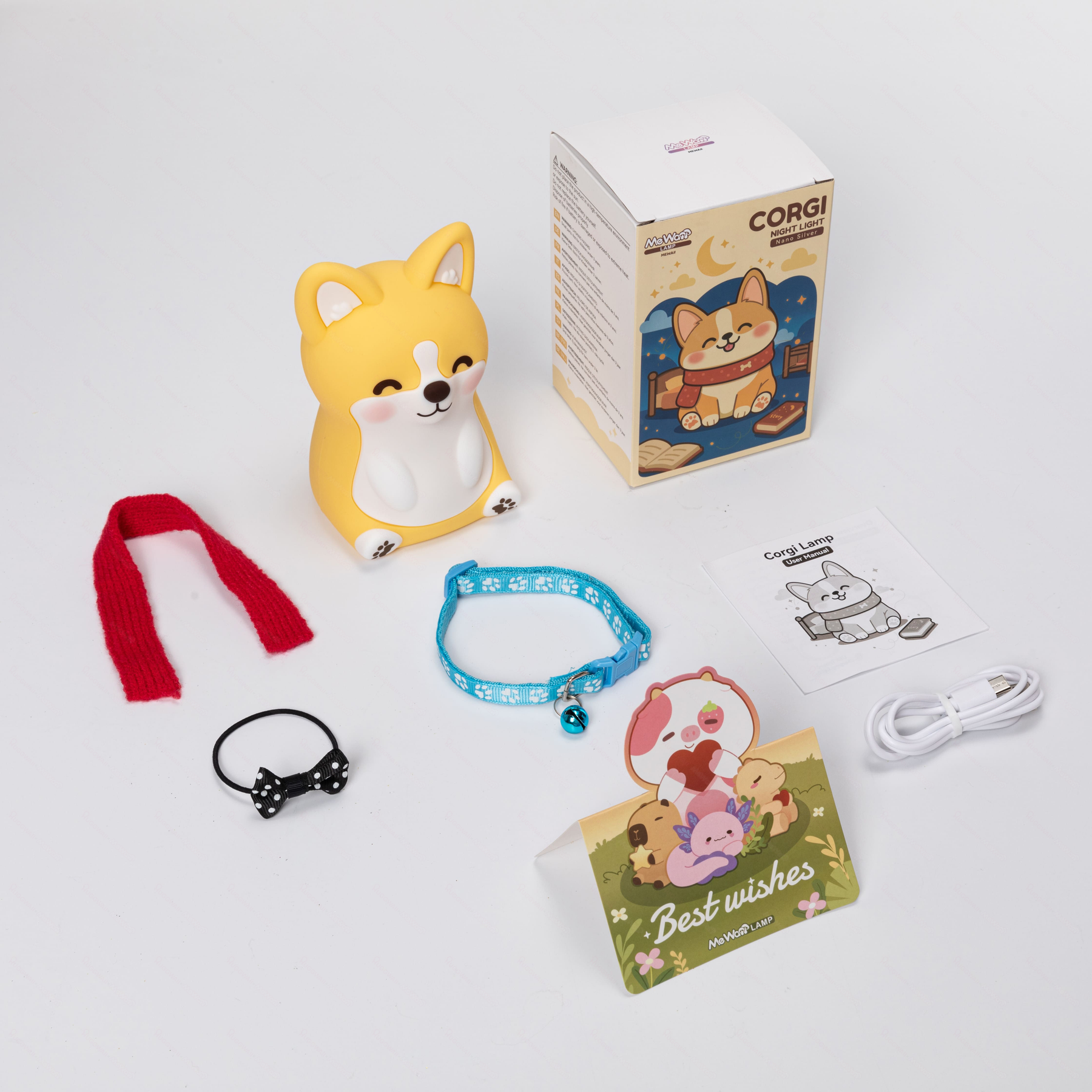 Huggwaii Corgi Puppy Adorable Squishy Silicone  LED Night Light - Perfect Gift for Kids and Girls