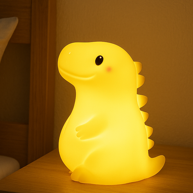 White Noise Squishy Silicone Dinosaur LED Night Light - Perfect Gift for Kids and Girls