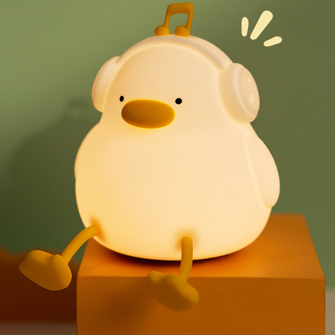 Huggwaii Squishy Silicone Musical Duck LED Night Light - Perfect Gift for Kids and Girls