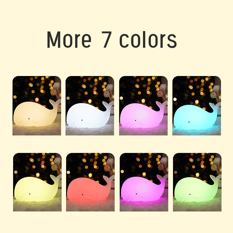 Huggwaii Squishy Silicone Whale LED Night Light - Perfect Gift for Kids and Girls