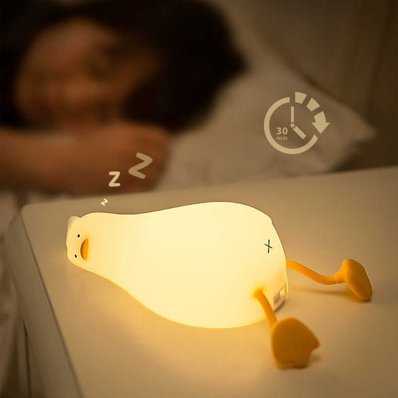 Huggwaii Squishy Silicone Lazy Duck LED Night Light - Perfect Gift for Kids and Girls