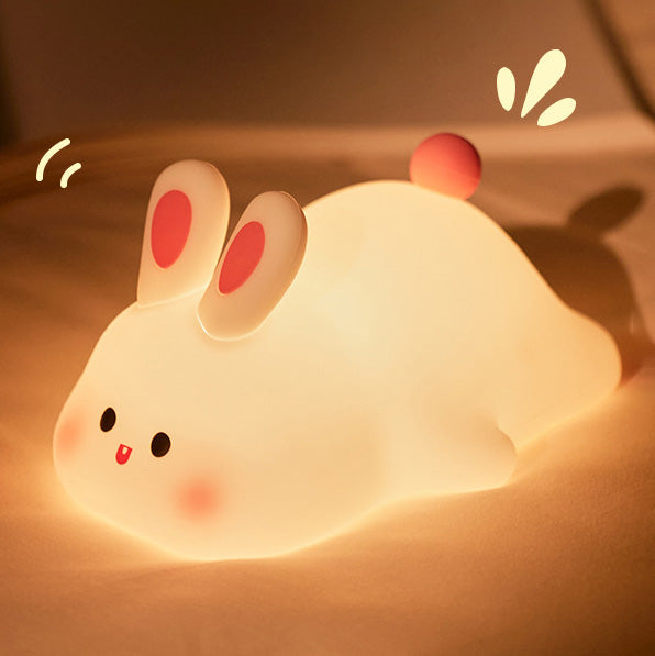 Cute Rabbit LED Squishy Tap Tap Night Light Lamp