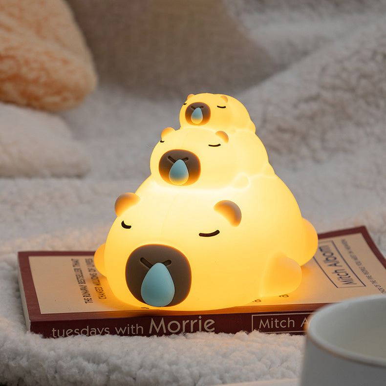 Huggwaii Stacked Capybara Night Light Triple Layer Sleepy Squishy Silicone Perfect Gift
