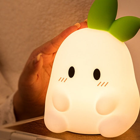 Huggwaii Squishy Silicone Cute Radish LED Night Light - Perfect Gift for Kids and Girls