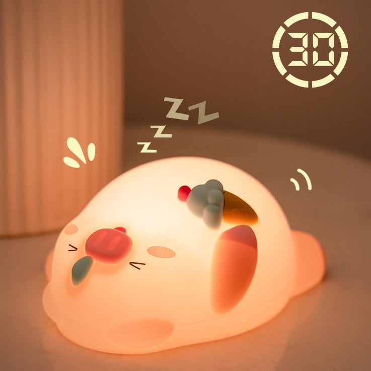 Squishy Silicone Lying Piggy LED Night Light - Perfect Gift for Kids and Girls