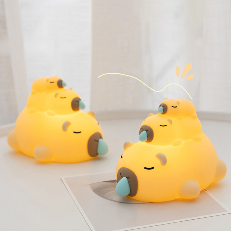 Huggwaii Stacked Capybara Night Light Triple Layer Sleepy Squishy Silicone Perfect Gift