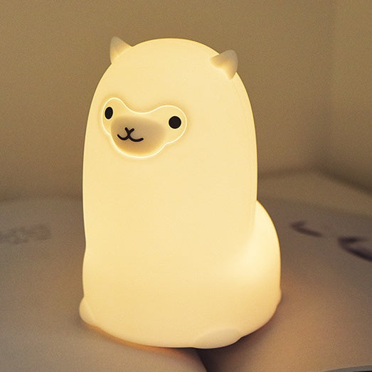 Huggwaii Squishy Silicone Alpaca LED Night Light - Perfect Gift for Kids and Girls