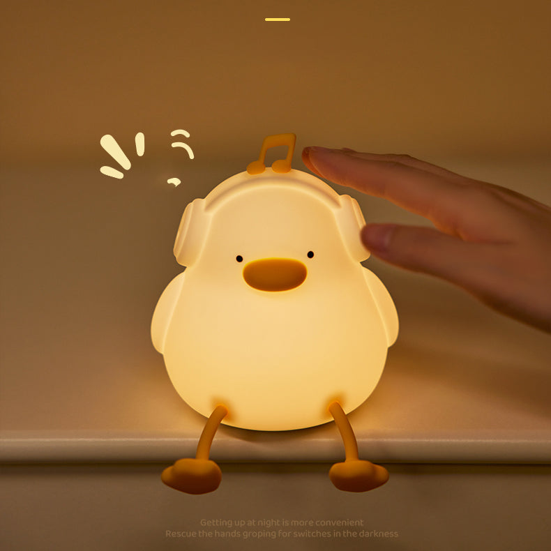 Huggwaii Squishy Silicone Musical Duck LED Night Light - Perfect Gift for Kids and Girls