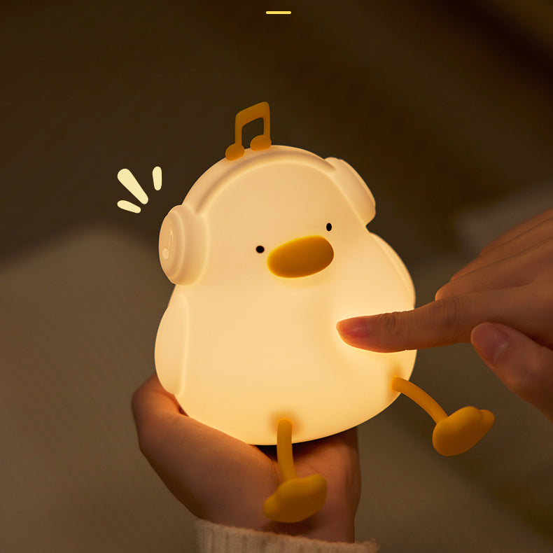 Huggwaii Squishy Silicone Musical Duck LED Night Light - Perfect Gift for Kids and Girls