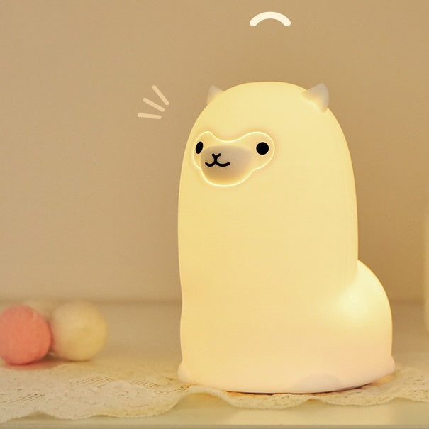 Huggwaii Squishy Silicone Alpaca LED Night Light - Perfect Gift for Kids and Girls