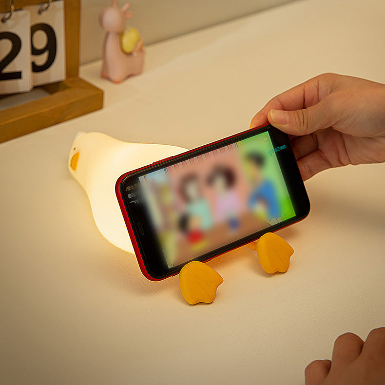 Huggwaii Squishy Silicone Lazy Duck LED Night Light - Perfect Gift for Kids and Girls