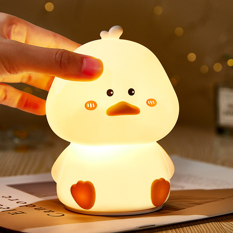 Huggwaii Squishy Silicone Shy Duck LED Night Light - Perfect Gift for Kids and Girls