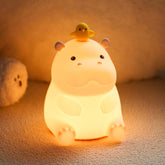 Huggwaii Hippo with Duck Adorable  Squishy Silicone Night Light Perfect Gift