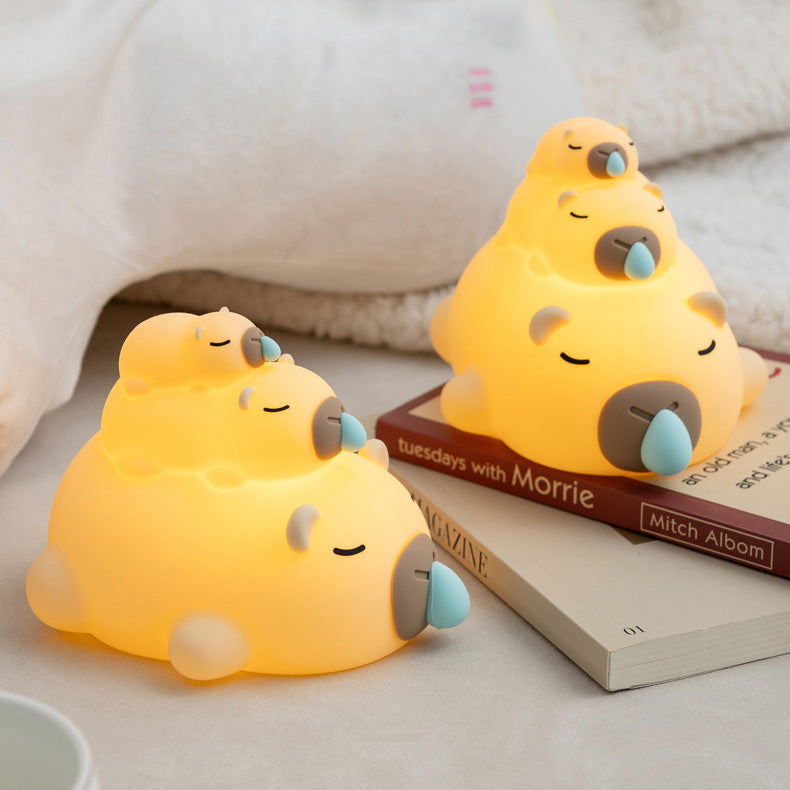 Huggwaii Stacked Capybara Night Light Triple Layer Sleepy Squishy Silicone Perfect Gift