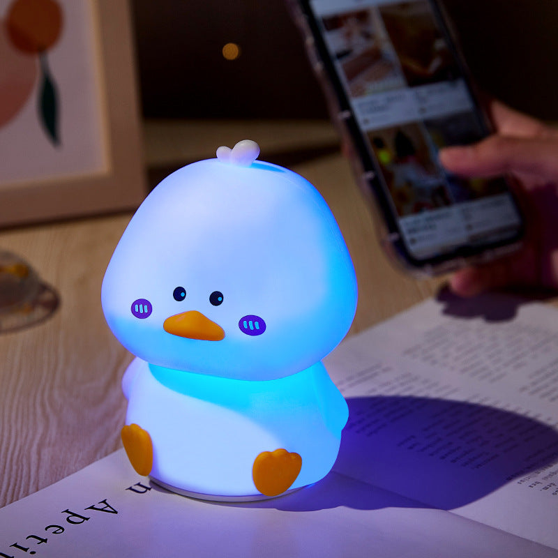 Huggwaii Squishy Silicone Shy Duck LED Night Light - Perfect Gift for Kids and Girls