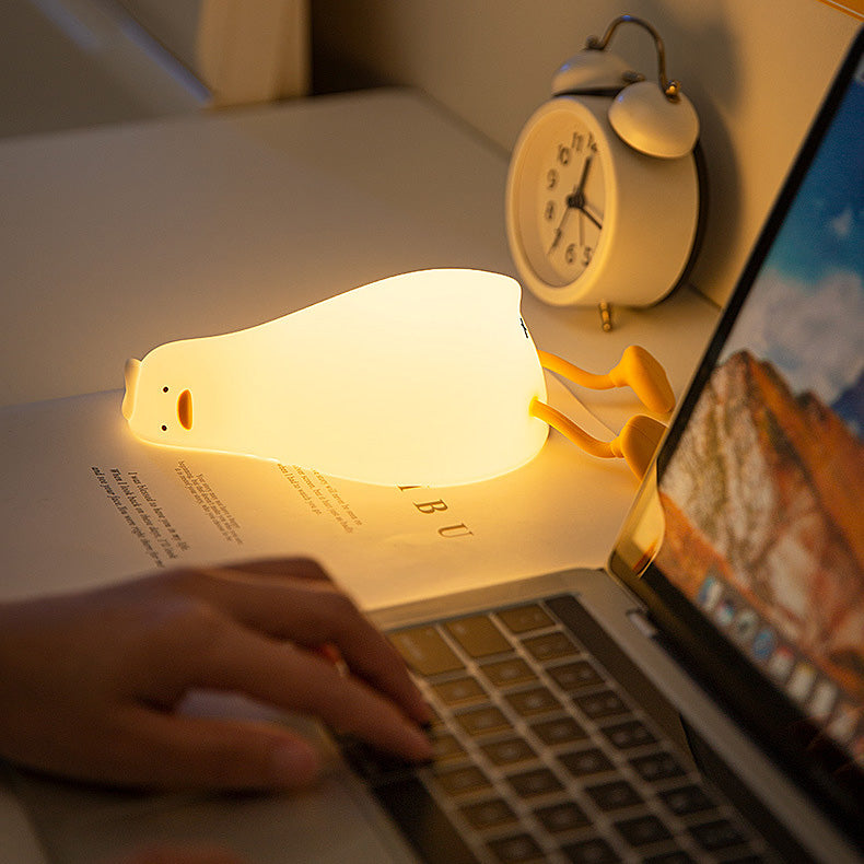 Huggwaii Squishy Silicone Lazy Duck LED Night Light - Perfect Gift for Kids and Girls