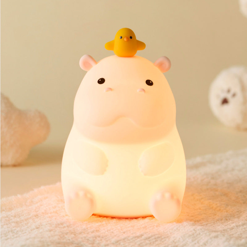 Huggwaii Hippo with Duck Adorable  Squishy Silicone Night Light Perfect Gift