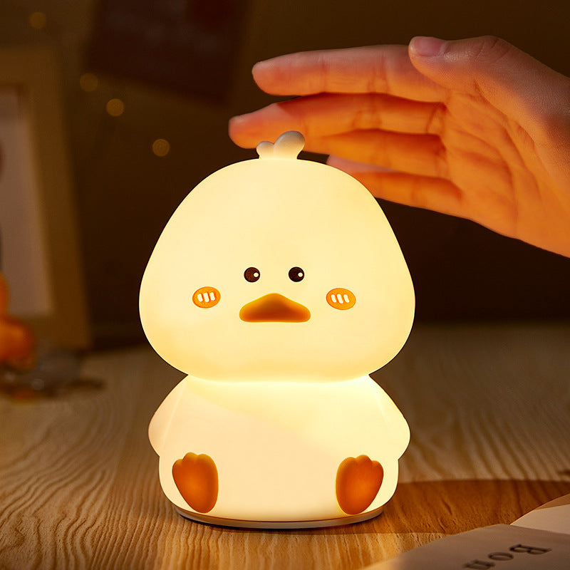 Huggwaii Squishy Silicone Shy Duck LED Night Light - Perfect Gift for Kids and Girls