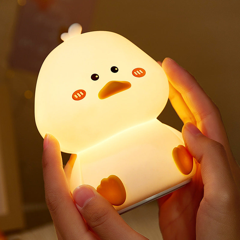Huggwaii Squishy Silicone Shy Duck LED Night Light - Perfect Gift for Kids and Girls