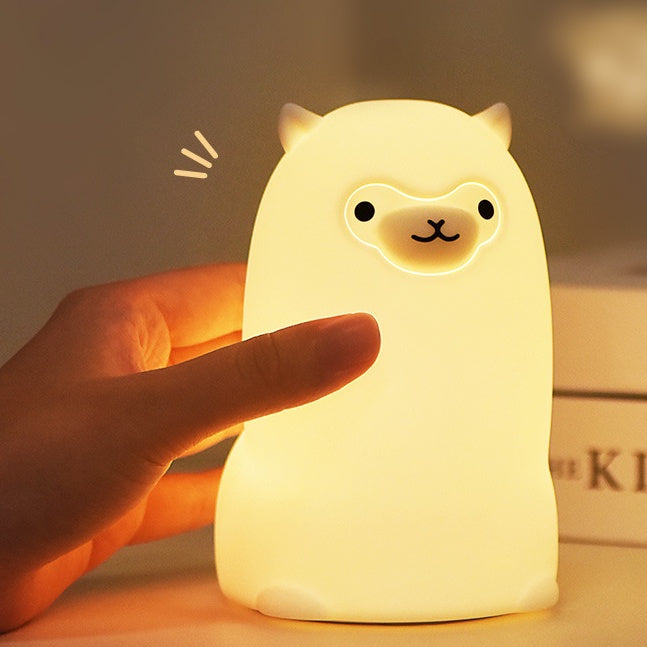 Huggwaii Squishy Silicone Alpaca LED Night Light - Perfect Gift for Kids and Girls