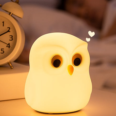 Huggwaii Squishy Silicone Little Owl LED Night Light - Perfect Gift for Kids and Girls