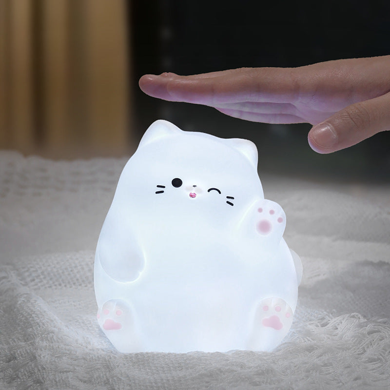 Huggwaii Squishy Silicone Waving Cat LED Night Light - Perfect Gift for Kids and Girls