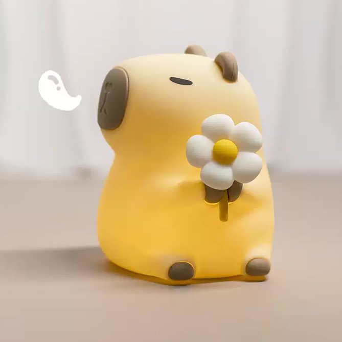 Huggwaii Flower Capybara Squishy Silicone Night Light - Perfect Gift for Kids and Girls
