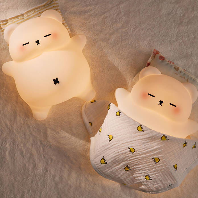 Huggwaii Breathing Bear Snuggly  Squishy Silicone Sleeping Companion Sound LED Night Light Perfect Gift