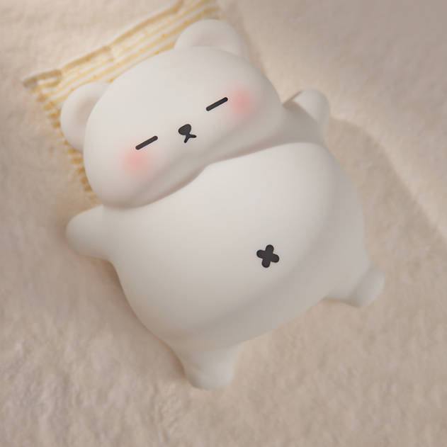 Huggwaii Breathing Bear Snuggly  Squishy Silicone Sleeping Companion Sound LED Night Light Perfect Gift