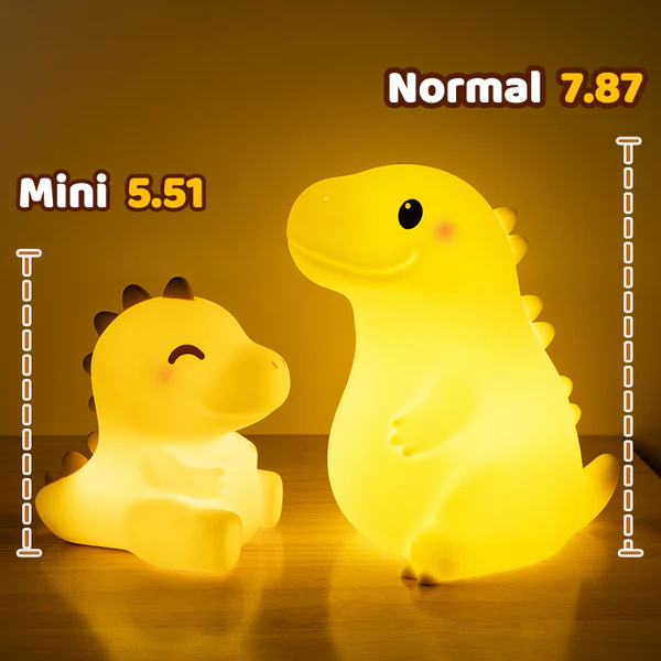 White Noise Squishy Silicone Dinosaur LED Night Light - Perfect Gift for Kids and Girls